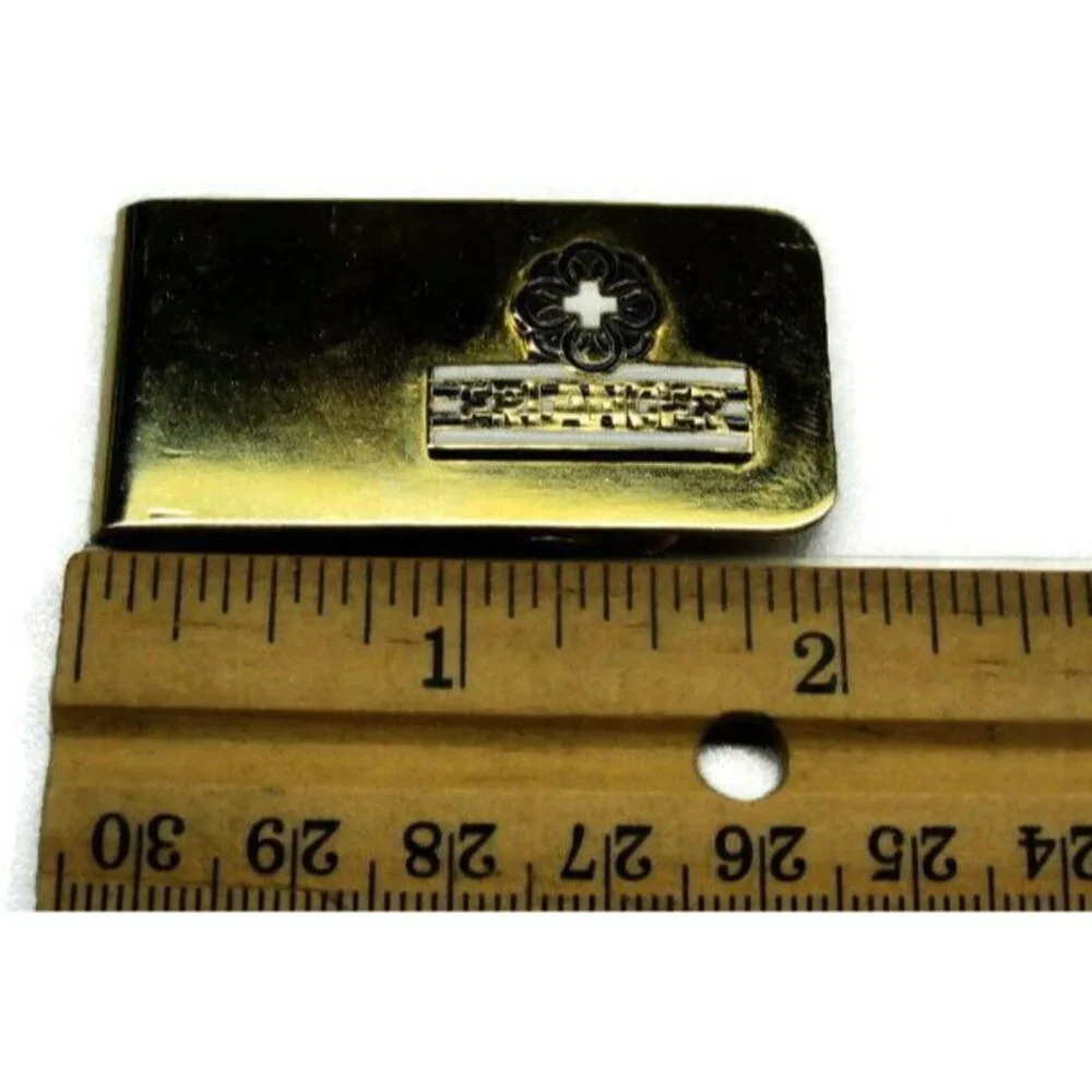 Money Clip Erlanger Health Systems Stainless Steel Gold Tone Credit Card Vintage